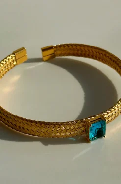 PULSERA DE ACERO CRISTAL TURQUESA