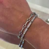 PULSERA DOBLE PIRAMIDES PLATA
