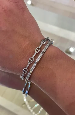 PULSERA DOBLE PIRAMIDES PLATA