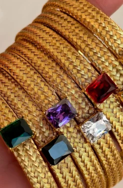 PULSERA DORADA DE ACERO CRISTAL CLEAR