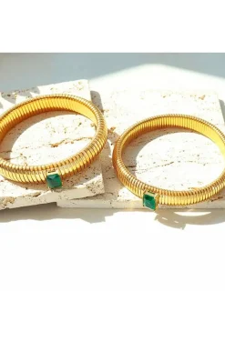 PULSERA DORADA PIEDRA VERDE ESMERALDA