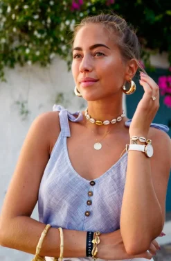 PULSERA O TOBILLERA CONCHA DORADA 24K
