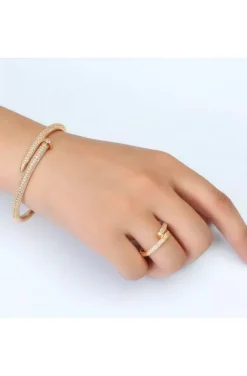 PULSERA SCREW CIRCONITAS DORADA