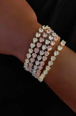 PULSERA TENNIS CORAZONES ROSA