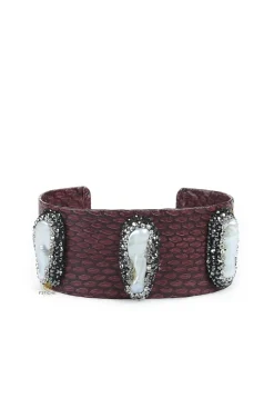 SNAKE LEATHER BRACELET BURGUNDY