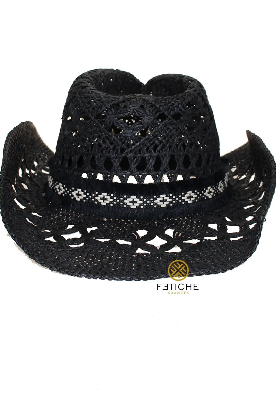 SOMBRERO NEGRO CON TURQUESAS
