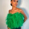 TOP DE PLUMAS VERDE ESMERALDA