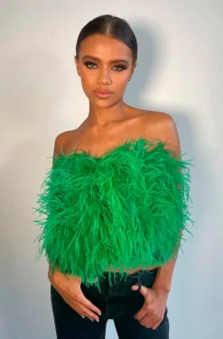 TOP DE PLUMAS VERDE ESMERALDA