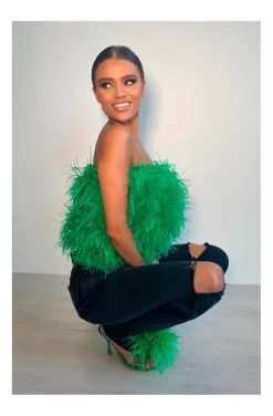 TOP DE PLUMAS VERDE ESMERALDA