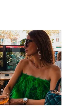 TOP DE PLUMAS VERDE ESMERALDA
