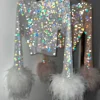 TOP PLATA CRISTALES Y PLUMAS
