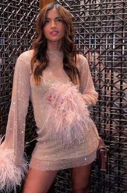 VESTIDO DE MALLA DIAMANTES ROSA