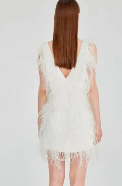 VESTIDO DE PLUMAS BLANCO