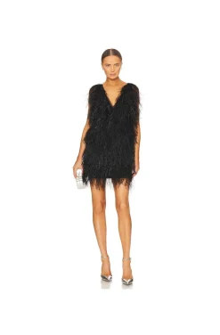 VESTIDO DE PLUMAS NEGRO