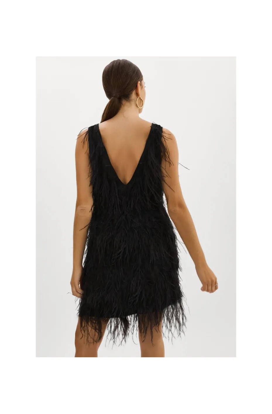 VESTIDO DE PLUMAS NEGRO