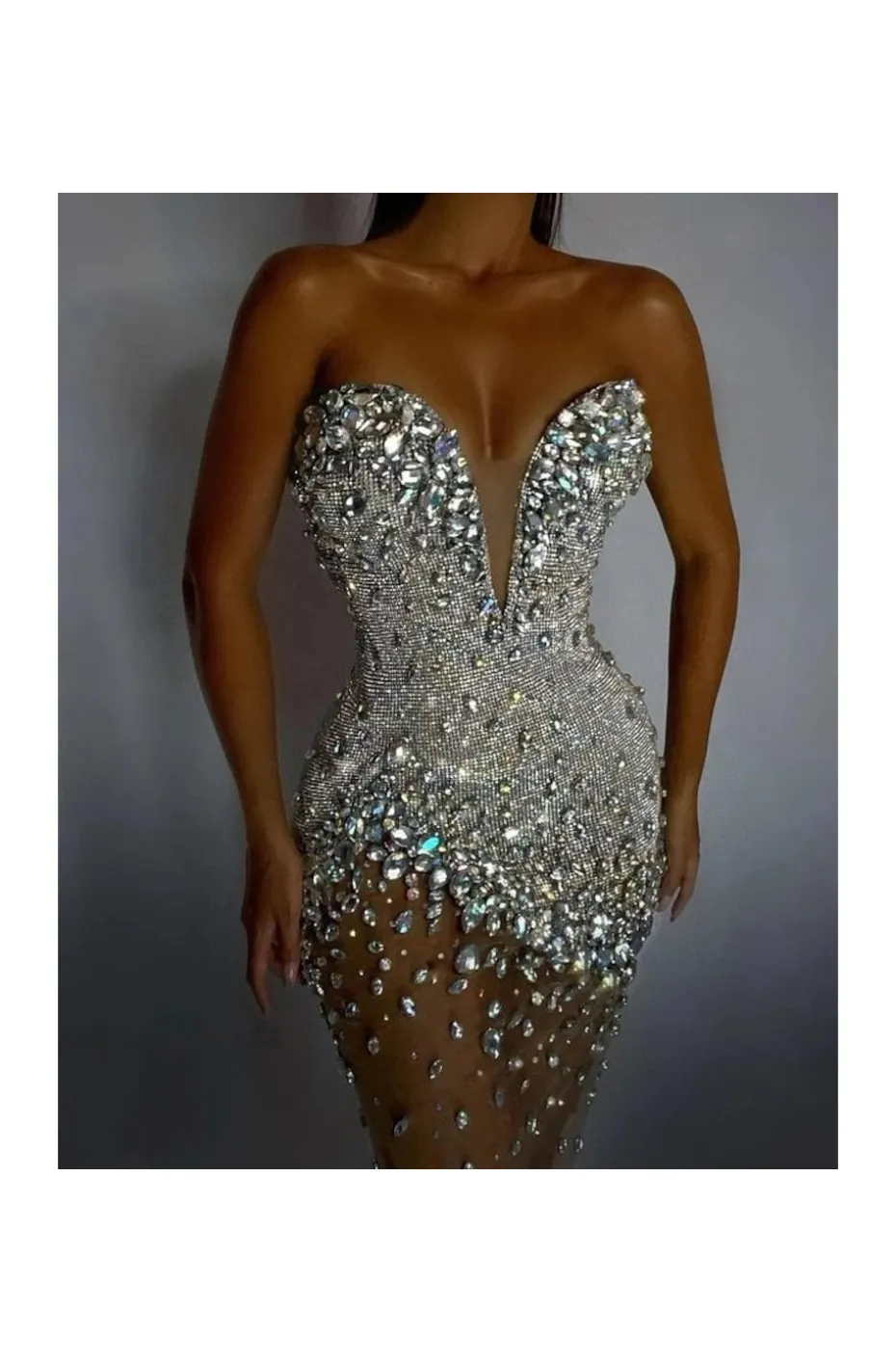 VESTIDO JOYA PEDRERÍA PLATA