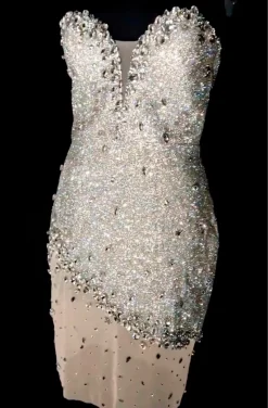 VESTIDO JOYA PEDRERÍA PLATA