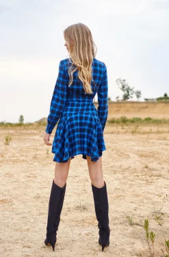 VESTIDO KIENNA BLUE PLAID DRESS BY FETICHE SUANCES