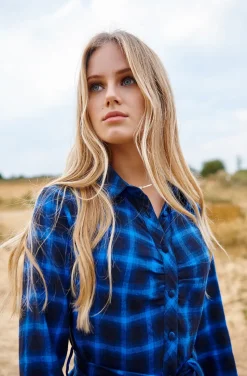 VESTIDO KIENNA BLUE PLAID DRESS BY FETICHE SUANCES
