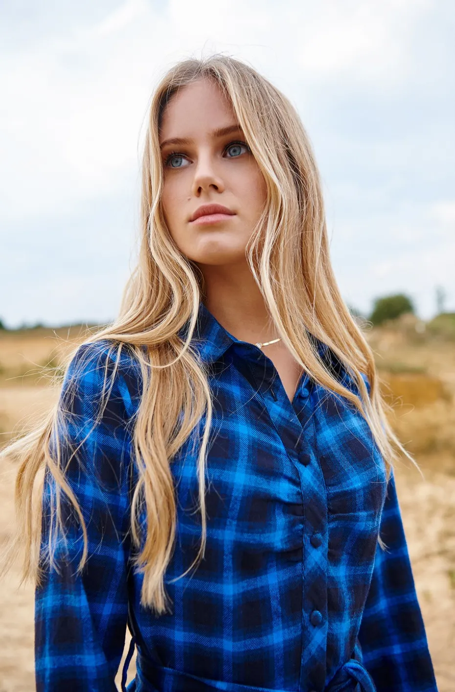 VESTIDO KIENNA BLUE PLAID DRESS BY FETICHE SUANCES