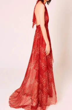 VESTIDO SEDA LEOPARDO ROJO