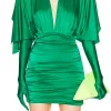 VESTIDO VERDE ESMERALDA CON GUANTES