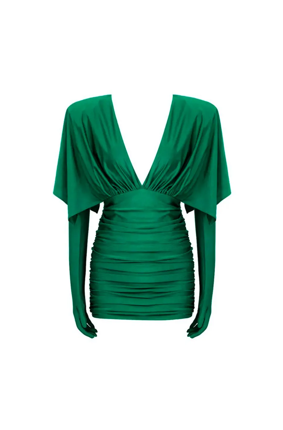 VESTIDO VERDE ESMERALDA CON GUANTES
