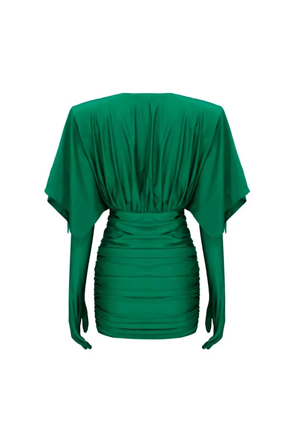 VESTIDO VERDE ESMERALDA CON GUANTES
