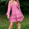 VESTIDO ZAYA BALLOM SLEEVES IN PINK BY FETICHE SUANCES