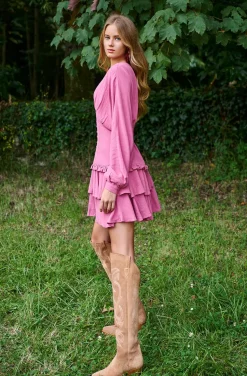 VESTIDO ZAYA BALLOM SLEEVES IN PINK BY FETICHE SUANCES
