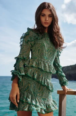 VESTIDO ZAYA CAHEMIRA PRINT GREEN DRESS BY FETICHE SUANCES